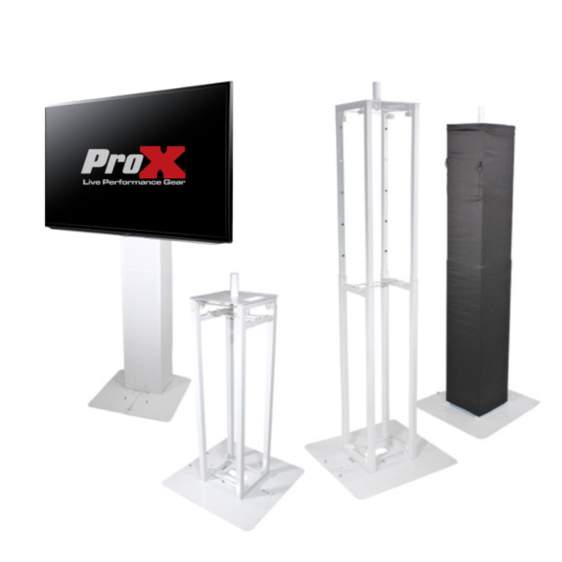 ProX XT-FLEXTOTEM TV 3ft to 6ft Height Adjustable Totem Stand w/ TV Mount, Foldable Base Plate and Speaker Stud