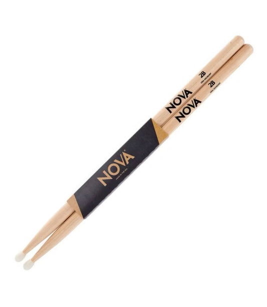 Nova 2B Hickory Drum Sticks Nylon Tip