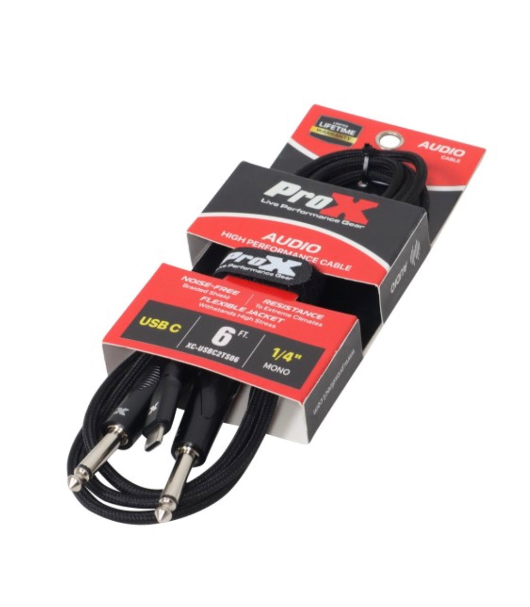 ProX XC-USBC2TS06 6FT USB-C to Dual 1/4" TS