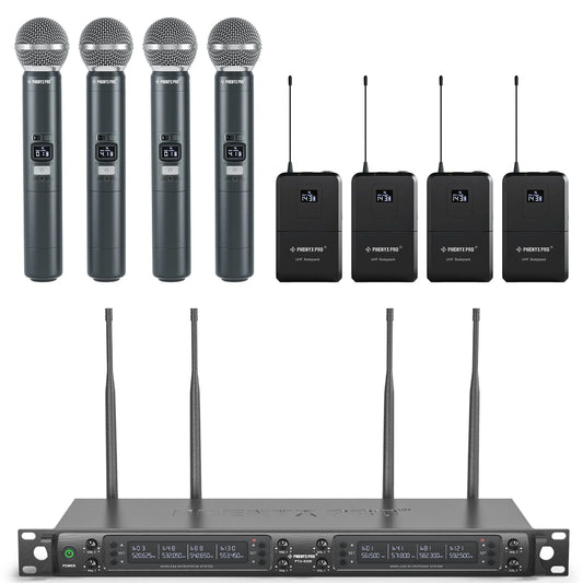 Phenyx Pro PTU-6000-4H4B 8-Channel Wireless Microphone System