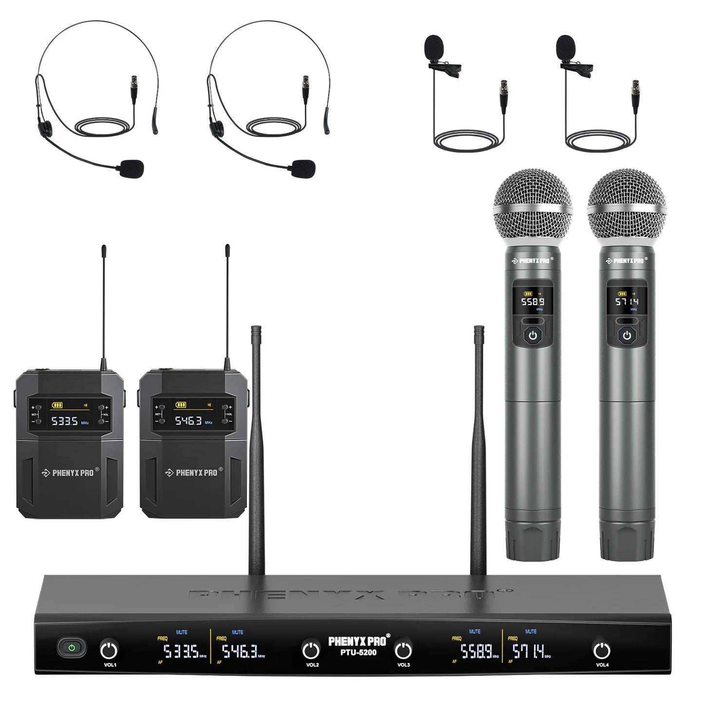 Phenyx Pro PTU-5200-2H2B Wireless Microphone System