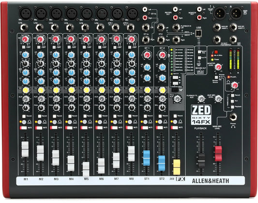 Allen & Heath ZED60-14FX 14-channel Mixer with USB Audio Interface and Effects