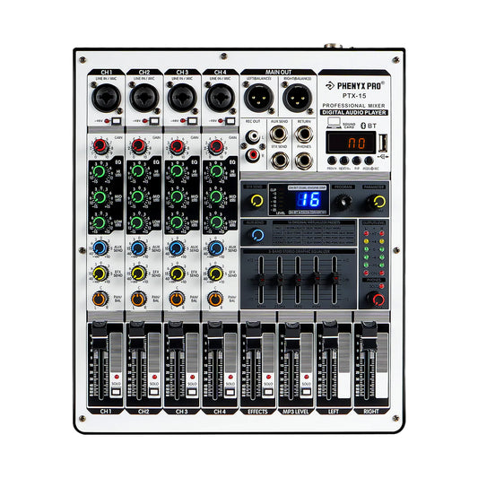 Phenyx Pro PTX-15 4-Channel Audio Mixer w/ 16 DSP Effects