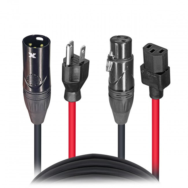 ProX 50 Ft. XLR Audio + Edison to IEC Power Cable for PA DJ Speakers XC-XLREC50