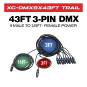 ProX XC-DMX9X43FT TRAIL – 43FT 3-Pin DMX Cable w/ 9 Breakouts