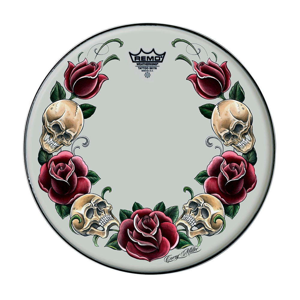 Remo Bass Powerstroke 22” Tattoo Rock & Roses
