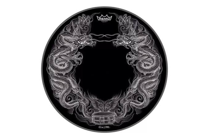 Remo Bass Powerstroke 22” Tattoo Dragon Black