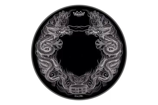 Remo Bass Powerstroke 22” Tattoo Dragon Black