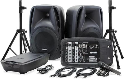 Gemini ES-210MXBLU-ST Portable PA System w/ Speaker Stands, Dual 10" Speakers, Bluetooth/USB/SD