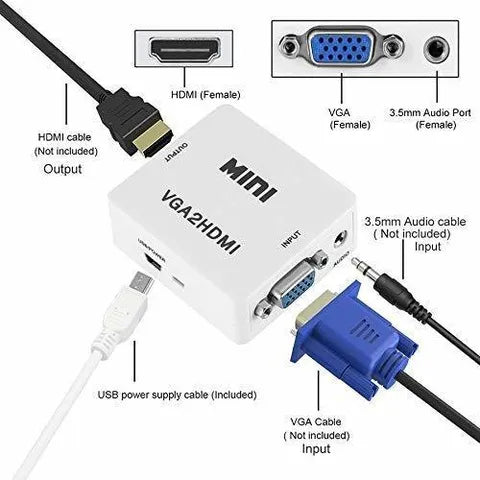 Mini 1080P VGA to HDMI Adapter Converter VGA2HDMI Converter Connector with Audio for PC Laptop to HDTV Projector