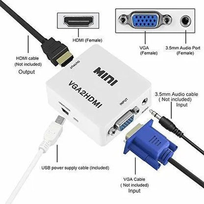 Mini 1080P VGA to HDMI Adapter Converter VGA2HDMI Converter Connector with Audio for PC Laptop to HDTV Projector