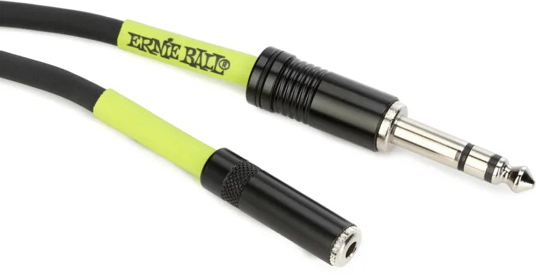 Ernie Ball P06423 1/4-inch TRS Male to 3.5mm TRS Female Headphone Extension Cable - 20 foot