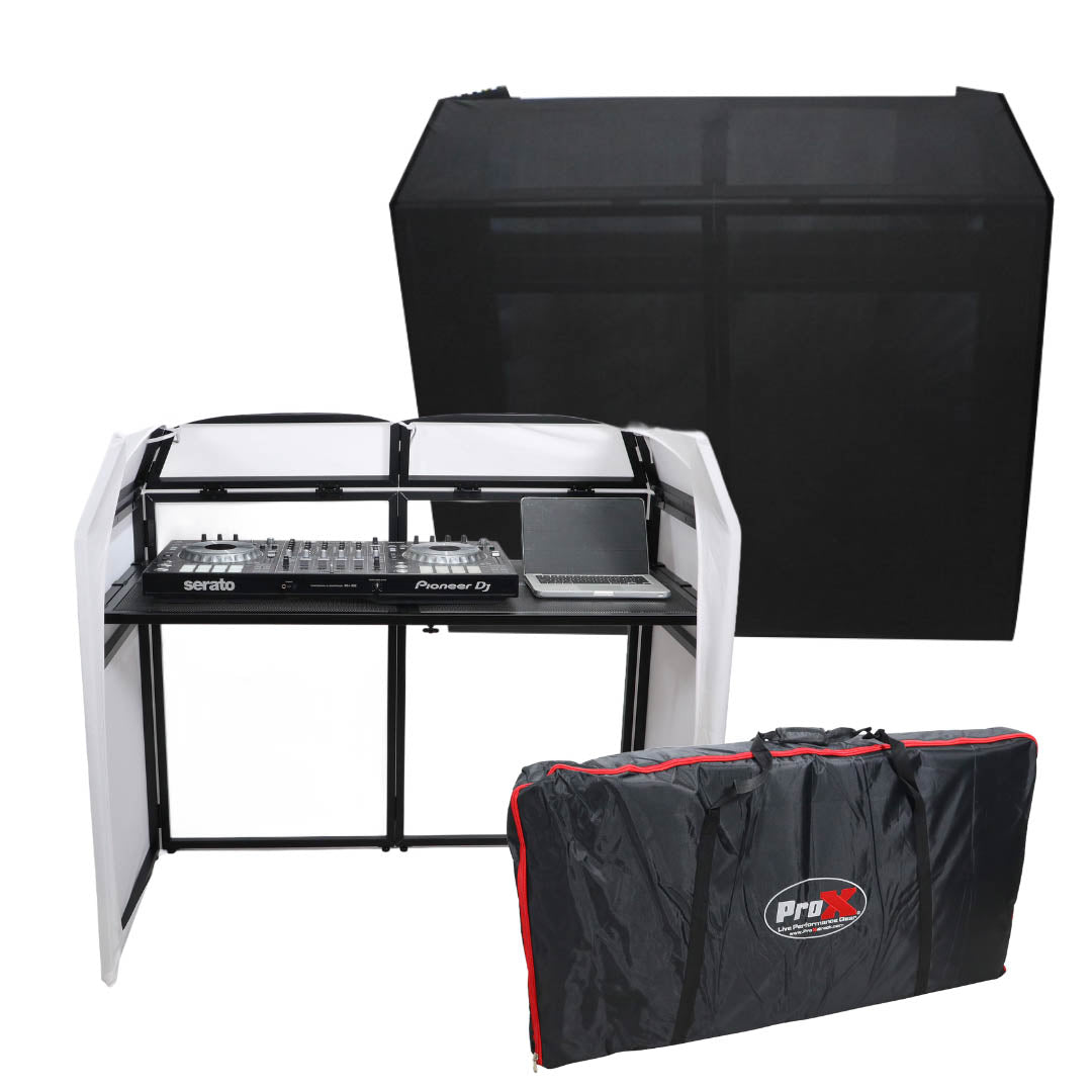 ProX XF-MESA-MK2 Mesa MK2 DJ Facade Table Station Includes White & Black Scrims and Padded Carry Bag