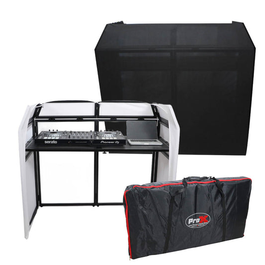 ProX XF-MESA-MK2 Mesa MK2 DJ Facade Table Station Includes White & Black Scrims and Padded Carry Bag