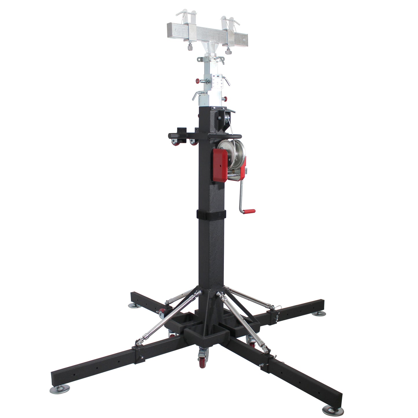 Pro-X XT-CRANK18FT-500 18Ft Lighting Heavy-Duty Crank Truss Stand 500 Lb. Capacity with Outriggers Center Load18' Includes T-Adapter Truss Mount