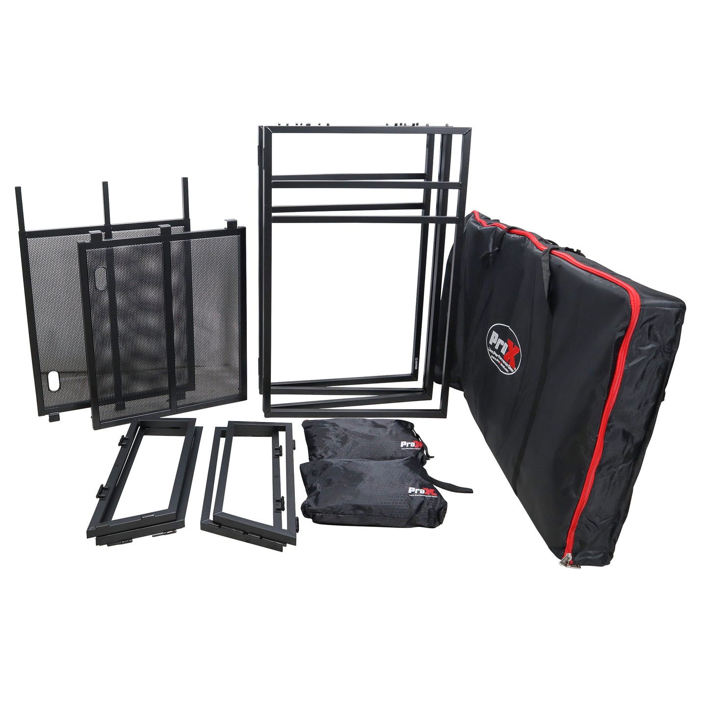 ProX XF-MESA-MK2 Mesa MK2 DJ Facade Table Station Includes White & Black Scrims and Padded Carry Bag