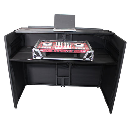 ProX XF-MESAMEDIAMK2 DJ Facade Table Station Includes TV Mount, White & Black Scrims and Carry Bag