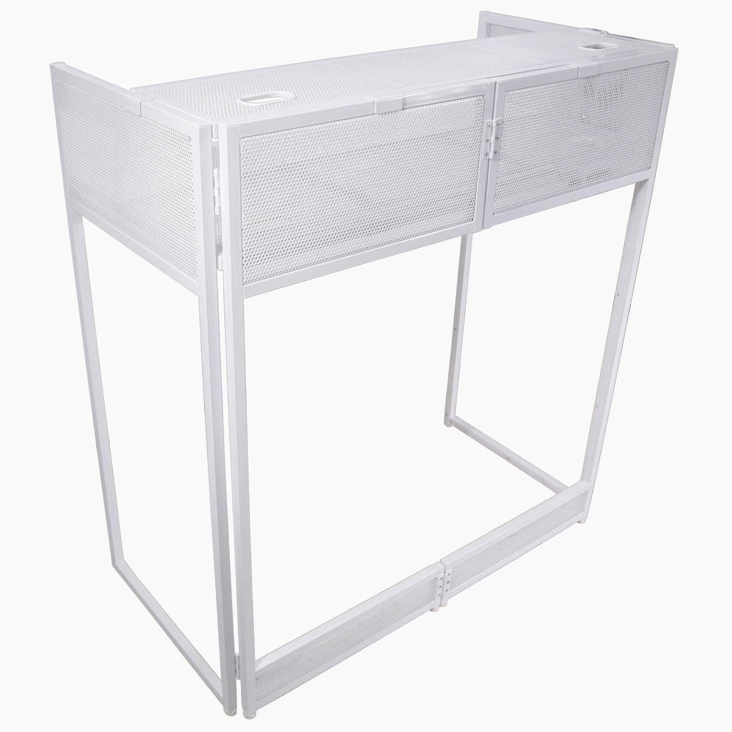 Pro-X XF-VISTABLMK2 VISTA DJ Booth Facade Table Station with White and Black Scrim kit and Padded Travel Bag