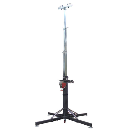 Pro-X XT-CRANK18FT-500 18Ft Lighting Heavy-Duty Crank Truss Stand 500 Lb. Capacity with Outriggers Center Load18' Includes T-Adapter Truss Mount