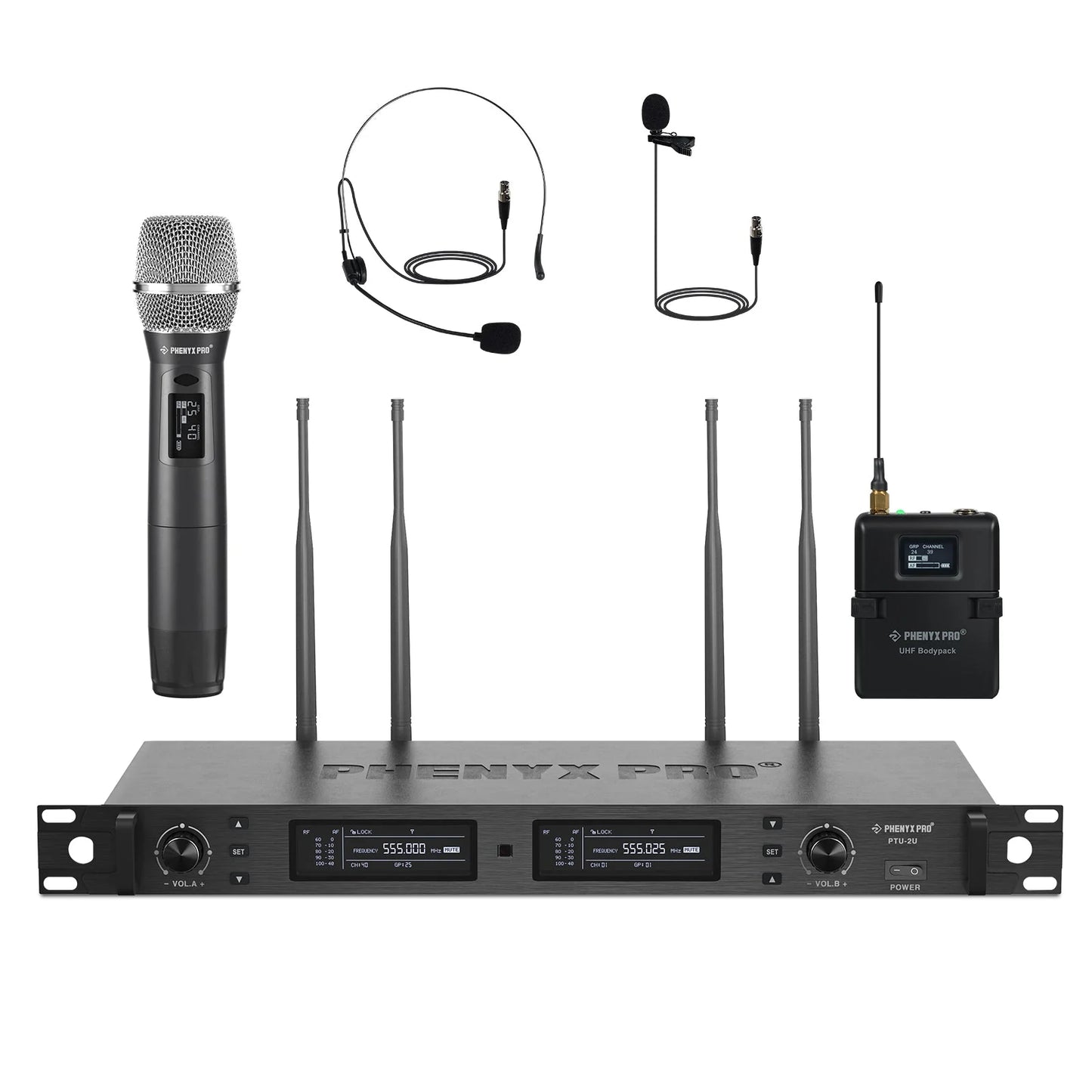 Phenyx Pro PTU-2U-1H1B True Diversity Wireless Microphone System