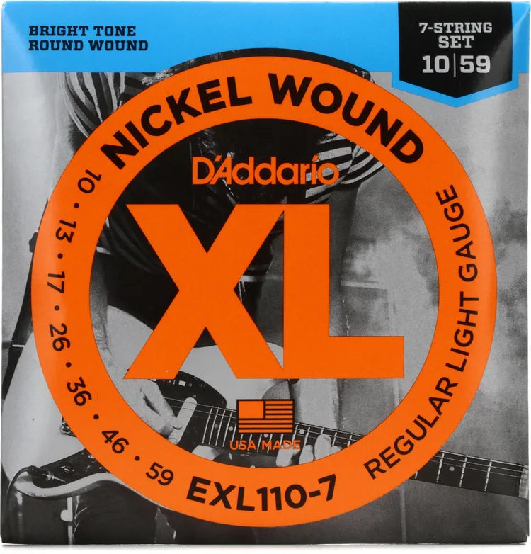 D'Addario EXL110-7 XL Electric Guitar Strings - .010-.059 Regular Light 7-string