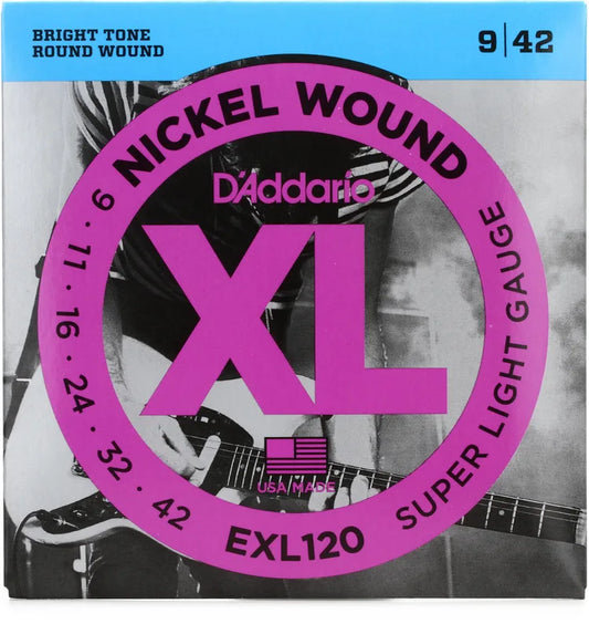 D'Addario EXL120 XL Electric Guitar Strings - .009-.042 Super Light