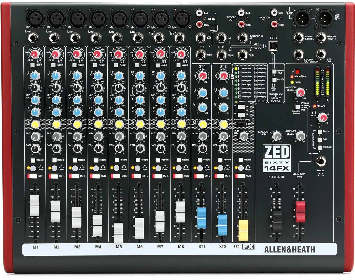 Allen & Heath ZED60-14FX 14-channel Mixer with USB Audio Interface and Effects