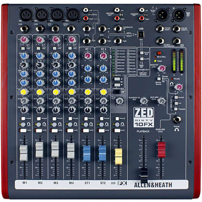 Allen & Heath ZED60-10FX 10-channel Mixer with USB Audio Interface and Effects