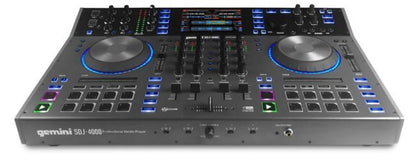 Gemini SDJ-4000 standalone DJ console — 4-channel mixer, dual decks, 7" HD display