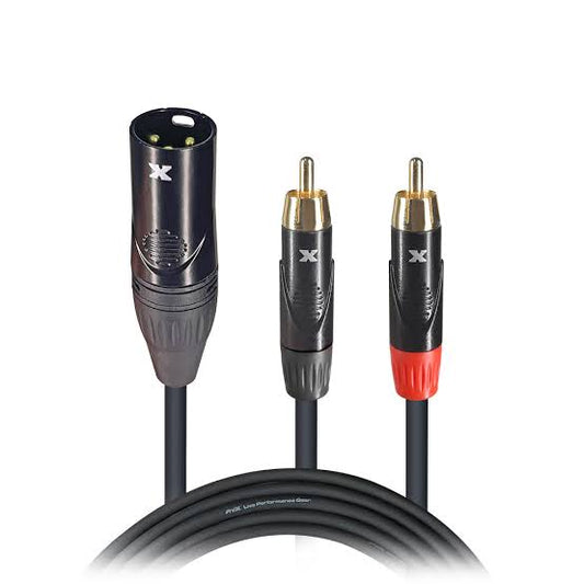 ProX 2RCA-XLRM Cable 10ft XC-XMYRCA10