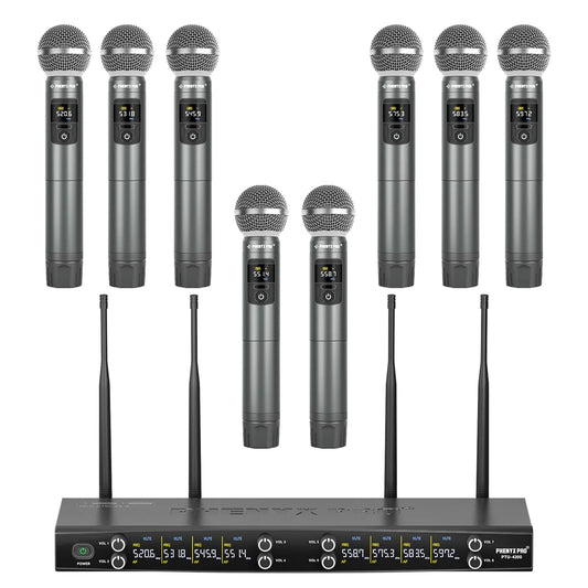Phenyx Pro PTU-4200-8H 8-Channel Wireless Microphone System w/ Frequency Hopping