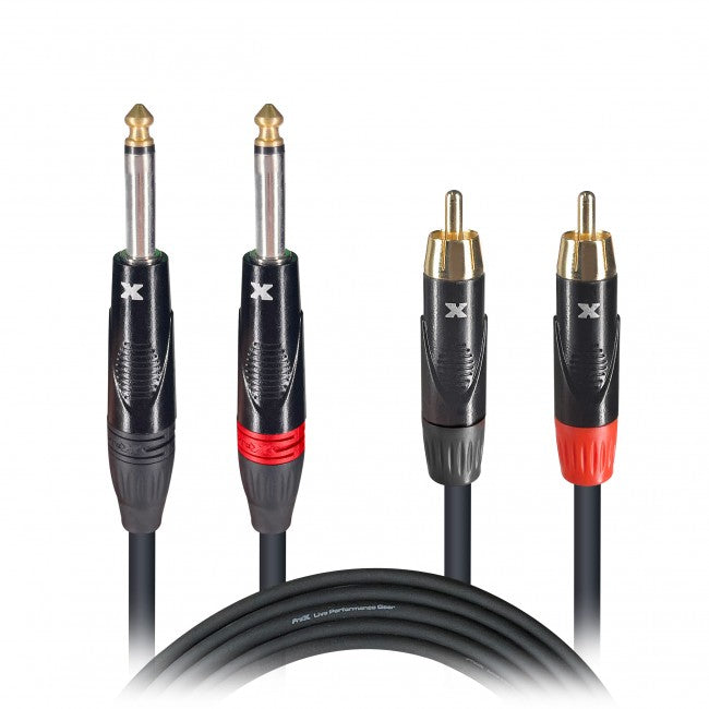 ProX 3' Ft. 1/4” Male TS to Dual RCA Audio Cable XC-DPR03