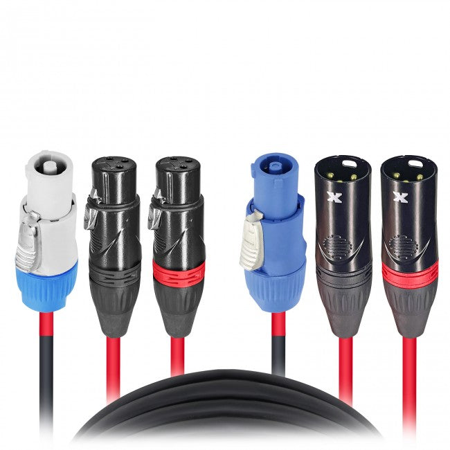 ProX 100Ft 14AWG Powerkon to Dual XLR Combo Link Jumper Cable XC-PWC14-D XLR100