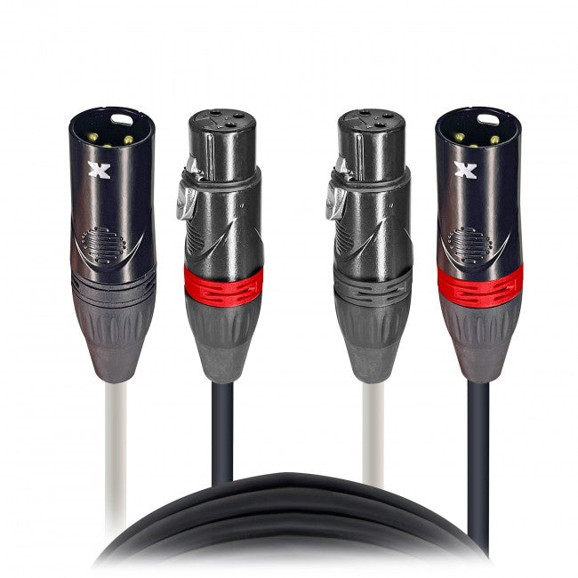 ProX 100' Ft. Balanced Dual XLR-M to Dual XLR-F Audio Cable XC-DXLR100