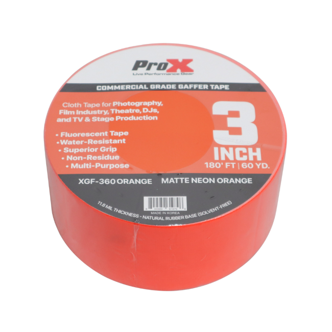 ProX 3" 180FT 60YD Fluorescent Orange Gaffer Tape XGF-360FLOR