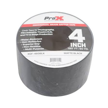 ProX 4" 180FT 60YD Matte Black Gaffer Tape XGF-460BLK