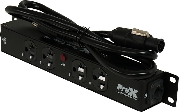 ProX MAYA 4 Outlet Power Strip AC Outlet Box Edison Nema 5-20R with True1 IN/OUT 20A Power Center