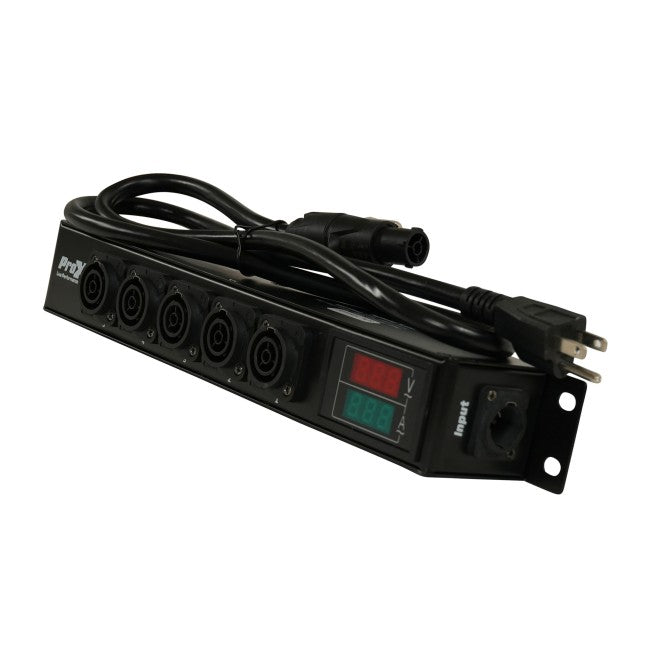 ProX DANA PowerCenter AC to 6X True1 Splitter Outputs - 20A REAN® by NEUTRIK® Connectors w/ V&A Meter