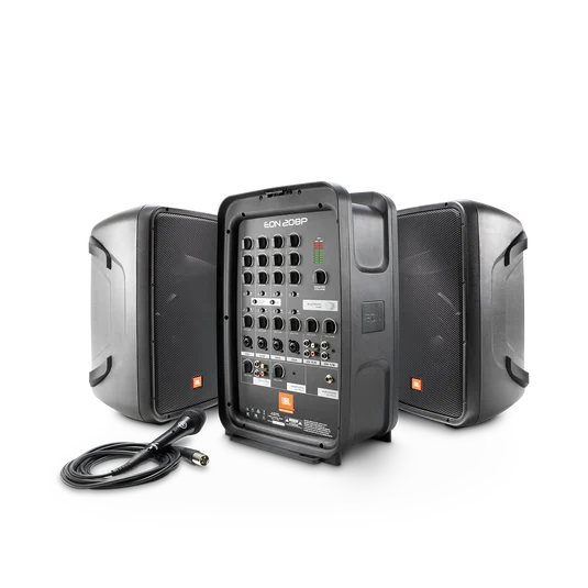 JBL EON208P Portable Dual Speaker 2-way PA System w/ AKG Vocal Microphone, 8-Channel Mixer and Bluetooth