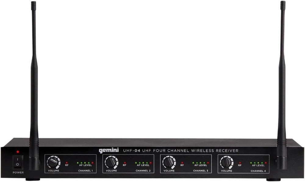 Gemini UHF-04HL 4-Channel UHF Wireless Microphone System 4 Headset/Lavalier Mics