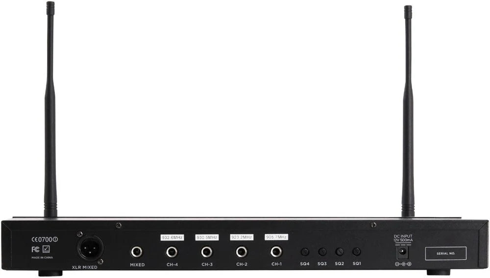 Gemini UHF-04HL 4-Channel UHF Wireless Microphone System 4 Headset/Lavalier Mics