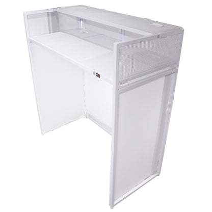 Pro-X XF-VISTABLMK2 VISTA DJ Booth Facade Table Station with White and Black Scrim kit and Padded Travel Bag