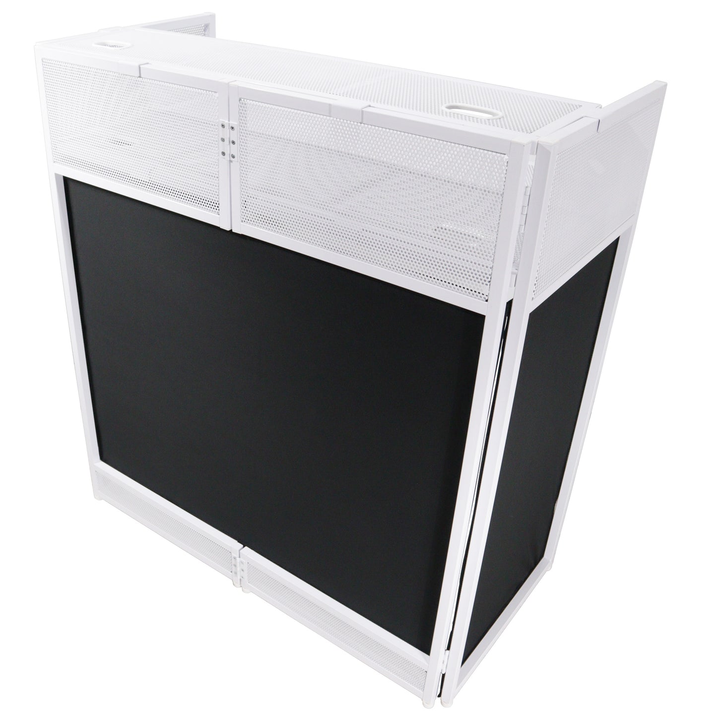 Pro-X XF-VISTABLMK2 VISTA DJ Booth Facade Table Station with White and Black Scrim kit and Padded Travel Bag