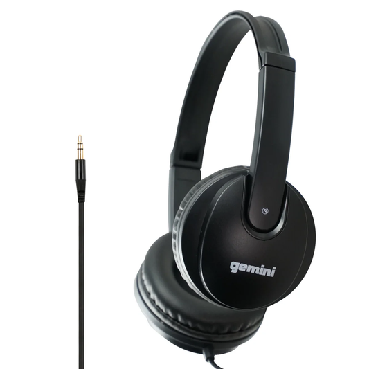 Gemini DJX-200 over-ear DJ headphones, 40mm drivers, closed-back, 4' cable with 1/4" adapter