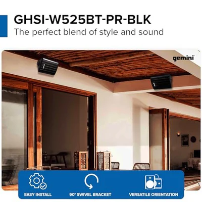 Gemini GHSI-525BT-PR waterproof outdoor Bluetooth speaker pair, 5.25" woofers, IP44 rated